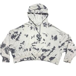 Nike Womens Hoodie Sweatshirt L Oversized Crop Gray Tie Dye Washed Jersey Grunge